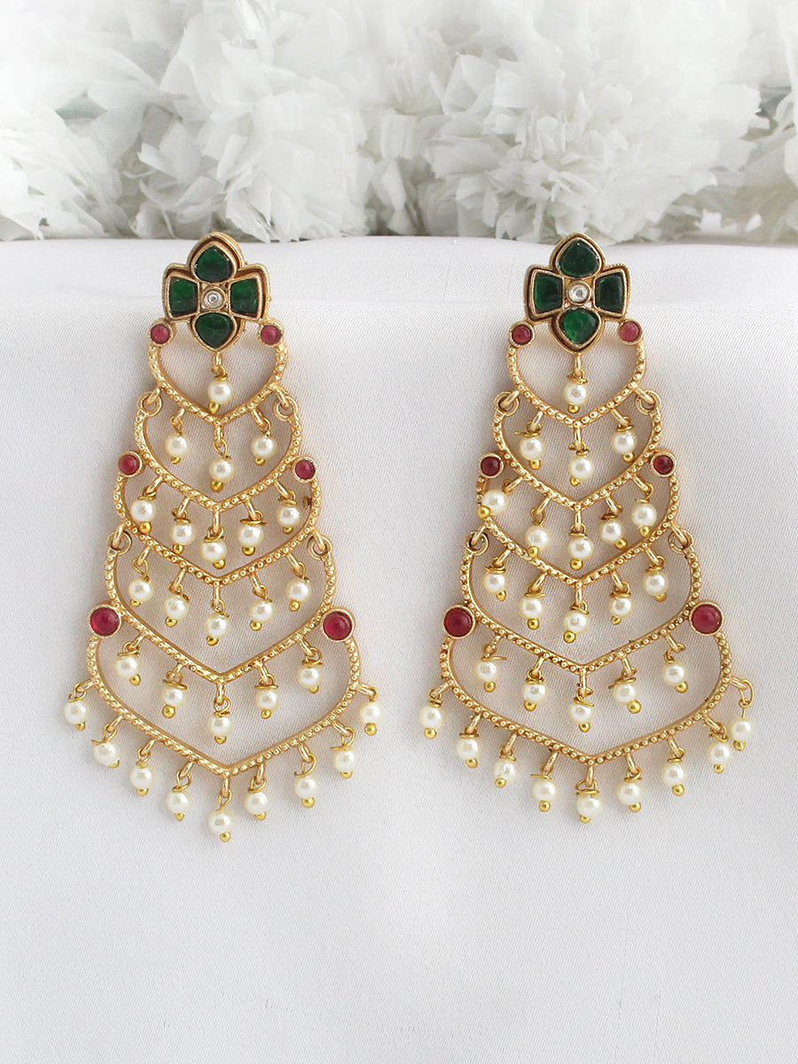 Kanvi Long Earrings-Green