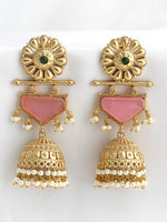 Moksha Jhumki Earrings-Pastel Pink