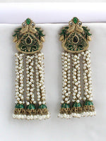 Nimisha Long Earrings-Green