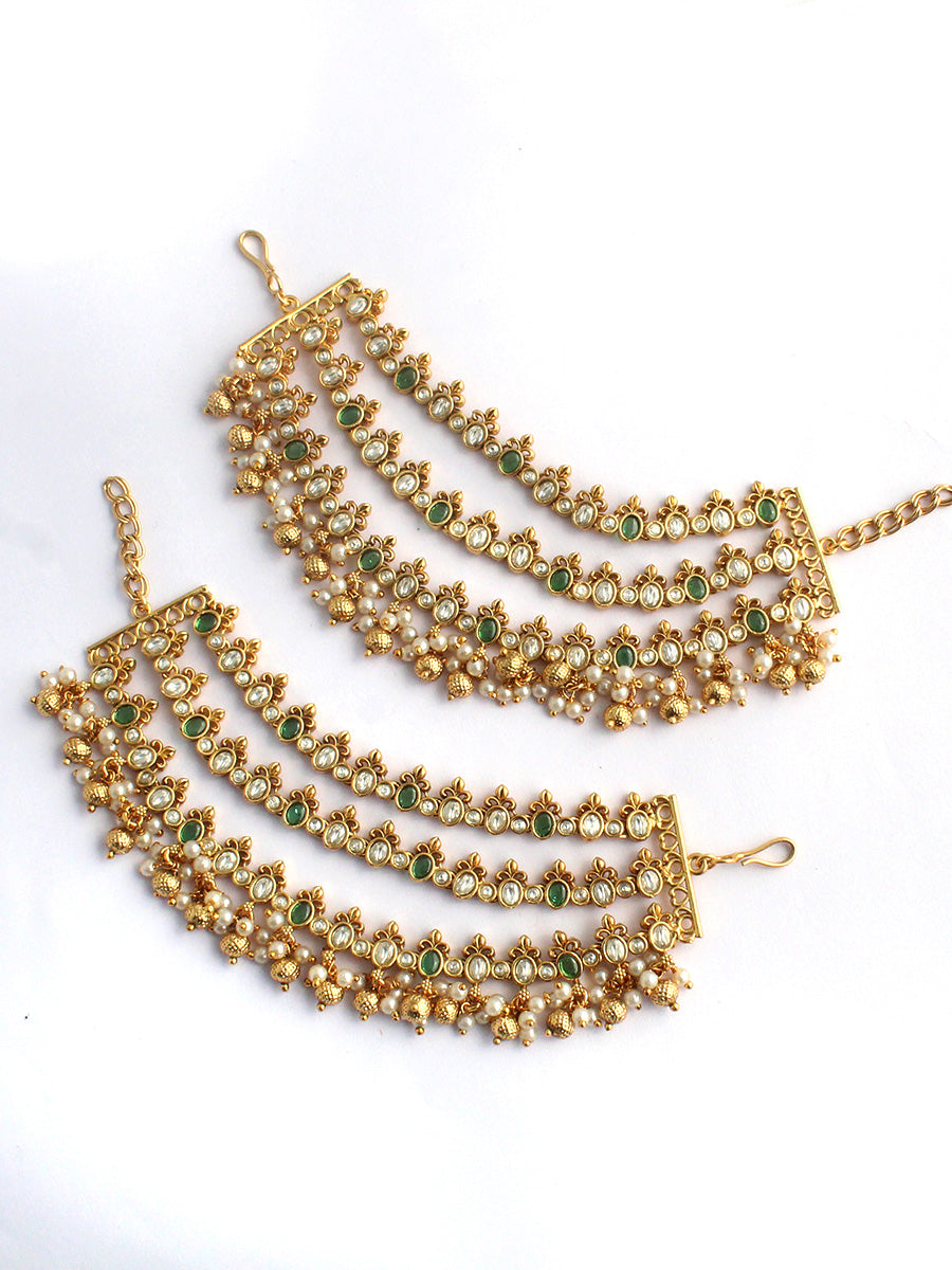 Tanvika Ear Chain / Kaanchain-Green