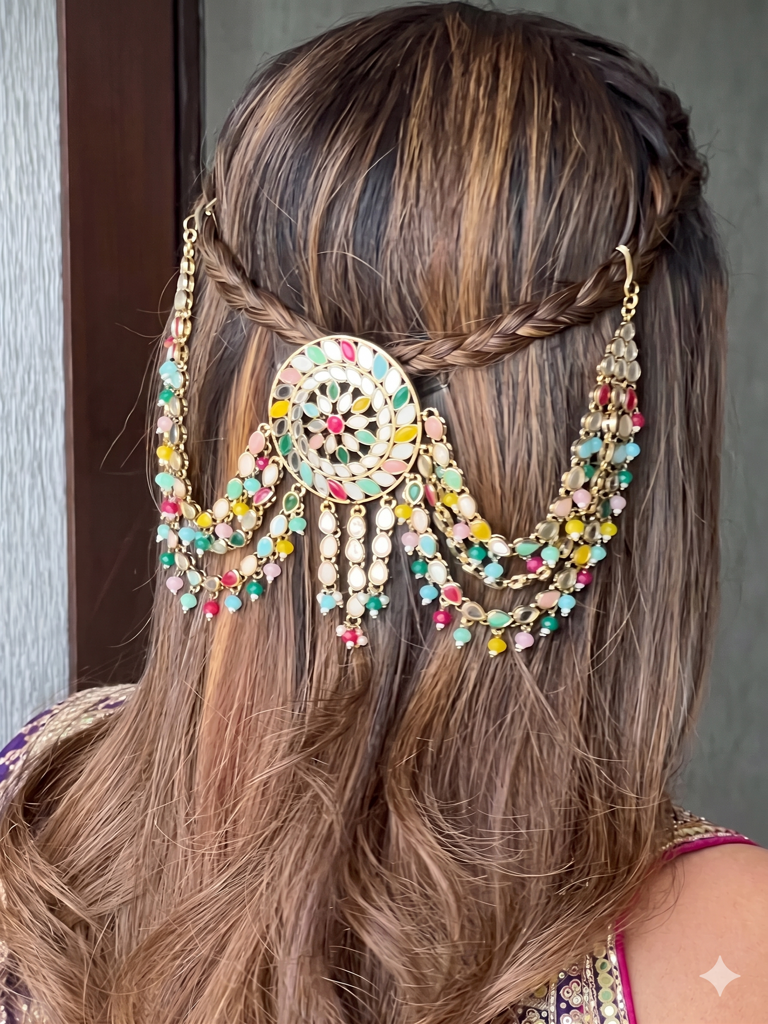 Rasika Mirror Hair Bun Pin  - multiclor 
