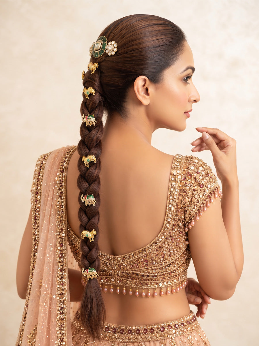 Vamika Bun & Braid Hair Accessory-Green