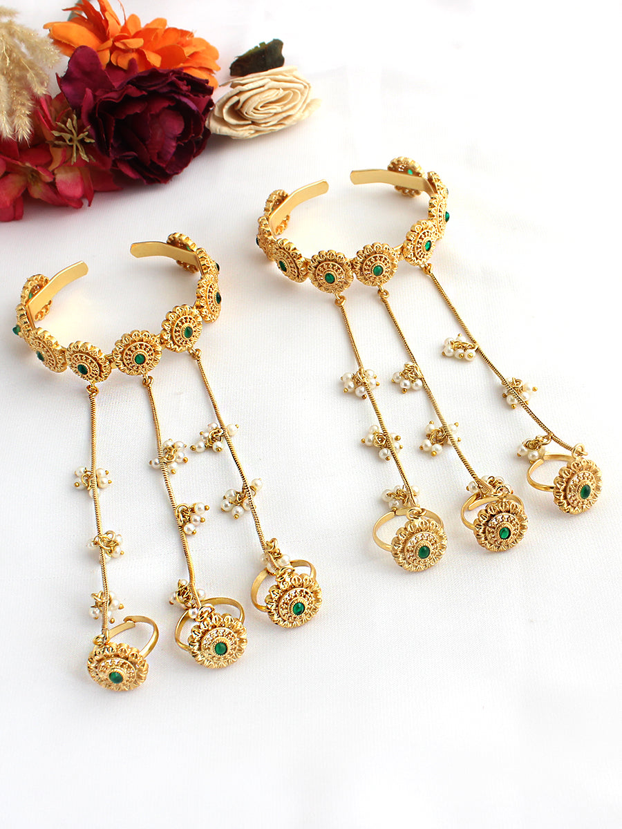 Rushali Hand Harness / Bracelet-Green