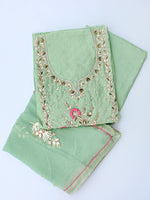 Suhana Embroidered Chanderi Suit-Mint Green