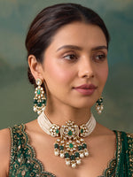 Ishani Choker Necklace Set-Green
