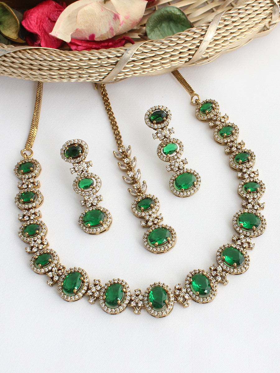 Aneri Necklace Set-Green