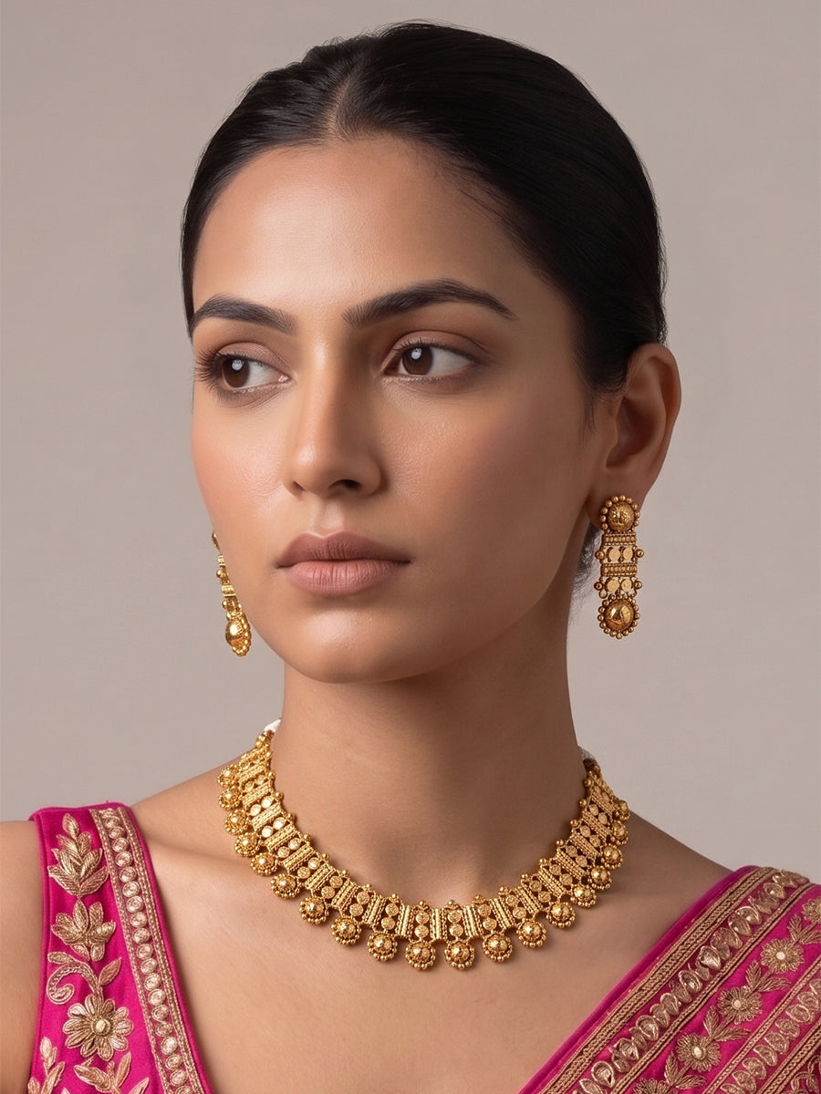 Anandita Bib Necklace Set - Gold
