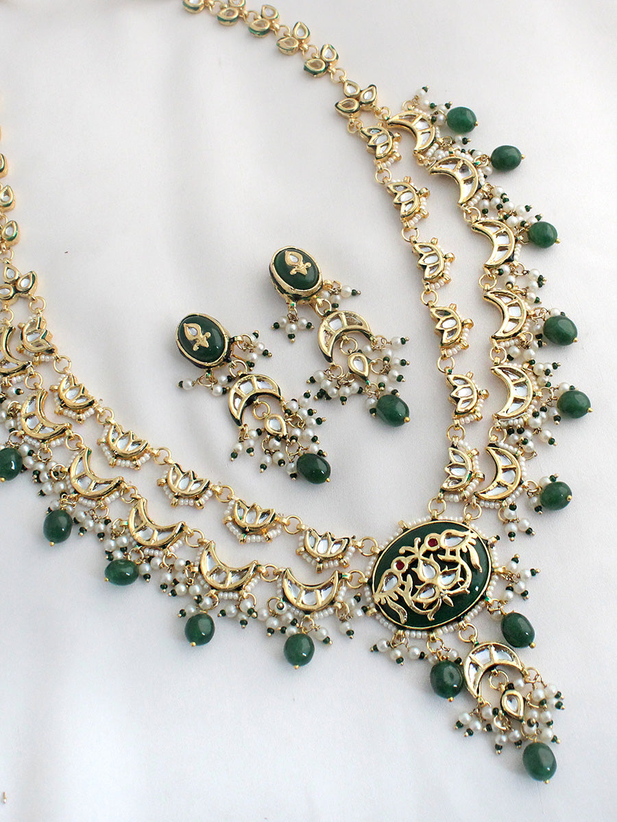Ditya Layered Necklace Set-Green