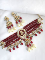 Uditi Choker Necklace Set-Maroon