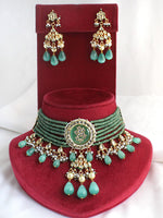 Uditi Choker Necklace Set-Mint Green