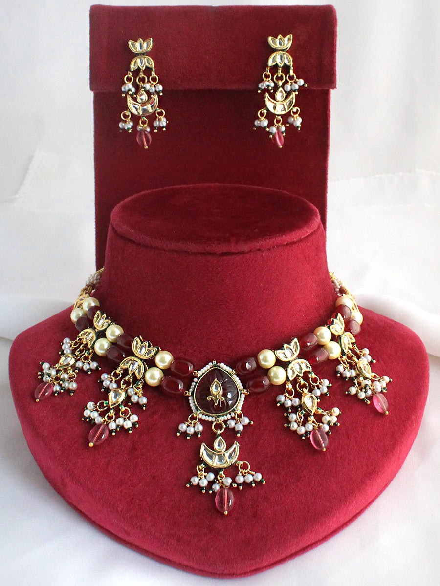 Yukti Choker Necklace Set-Maroon